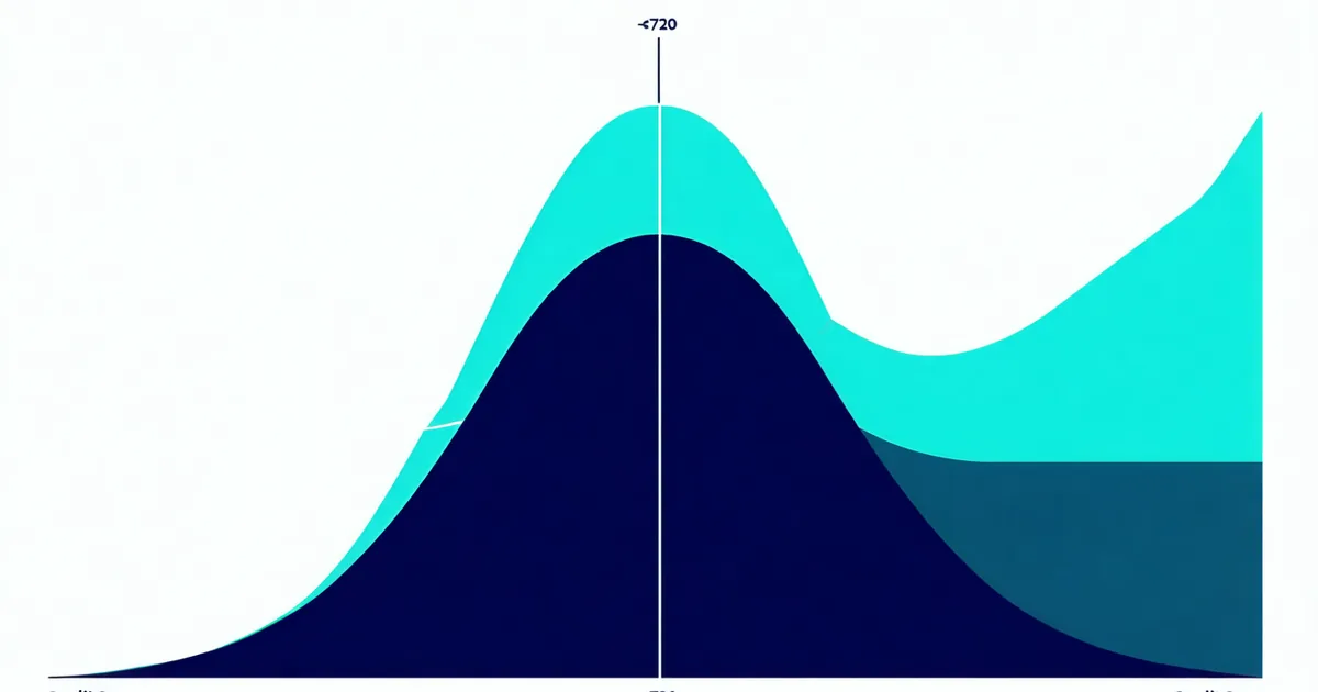 FICO score augmentation framework illustration showing score distribution layers