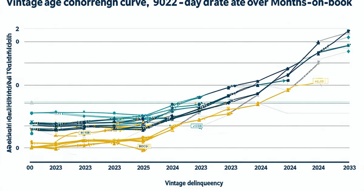 Vintage cohort analysis chart showing model drift over time in a consumer lending portfolio