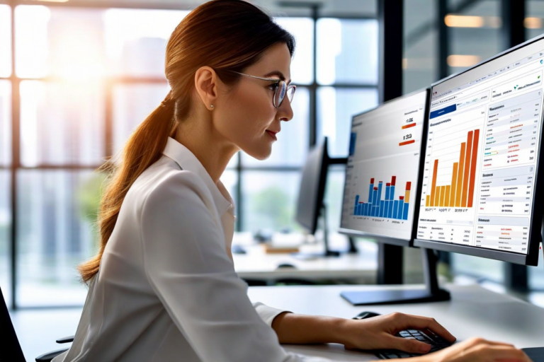 Insurance claims analyst reviewing triage dashboard on dual monitors